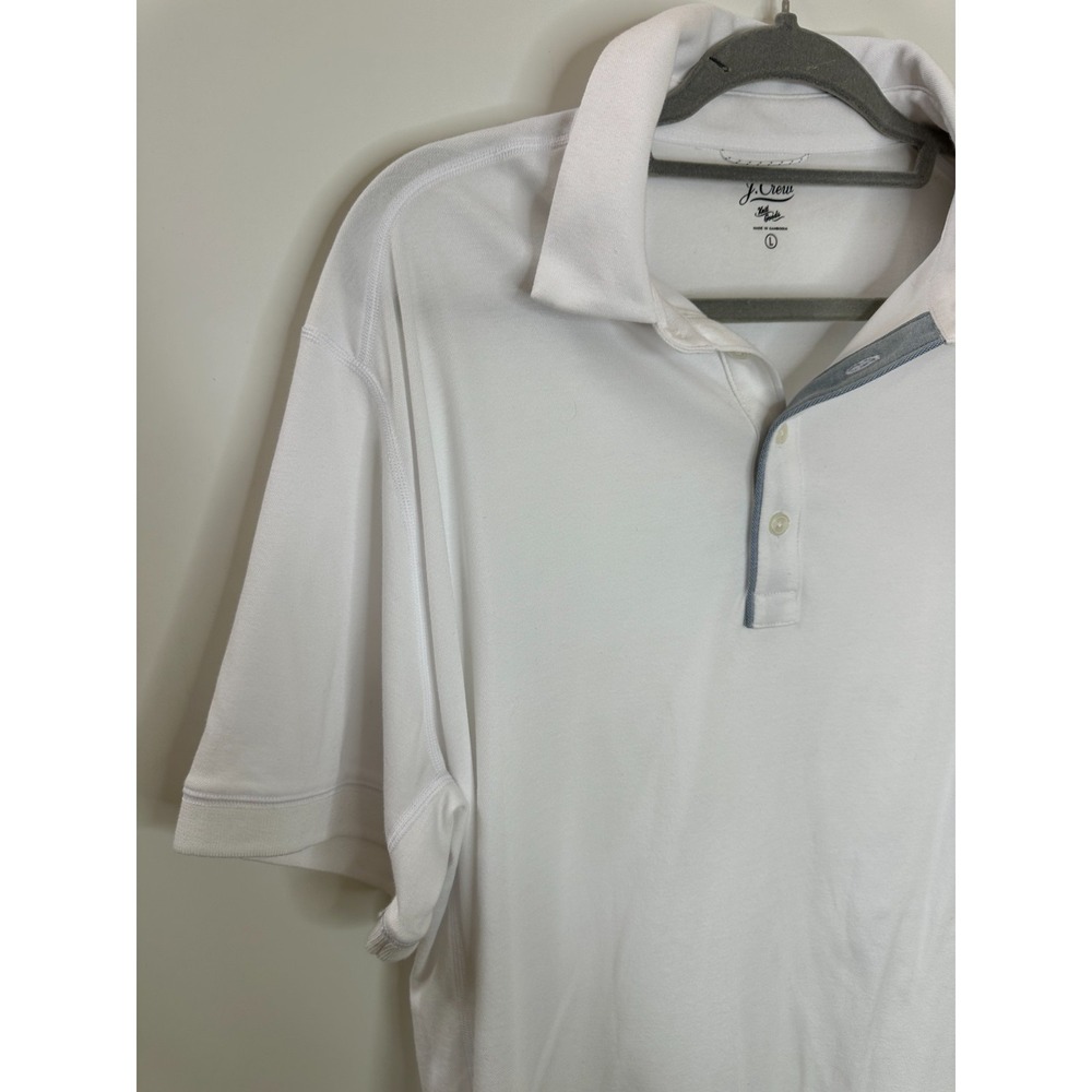 NEW J. Crew Men's Coolmax Performance Polo Shirt White Large Preppy Golf Travel - Picture 3 of 8